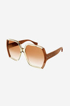 Oversize brown and ivory acetate sunglasses – vintage look sunglasses with light brown lenses and dedicated brown acetate – LUX VERSE Luxury Designer Fashion Outlet