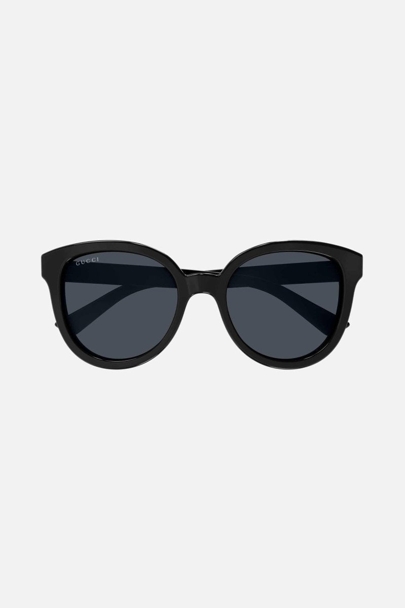 Oversize cat eye round black sunglasses – Interlocking logo on temples – LUX VERSE Luxury Designer Fashion Outlet