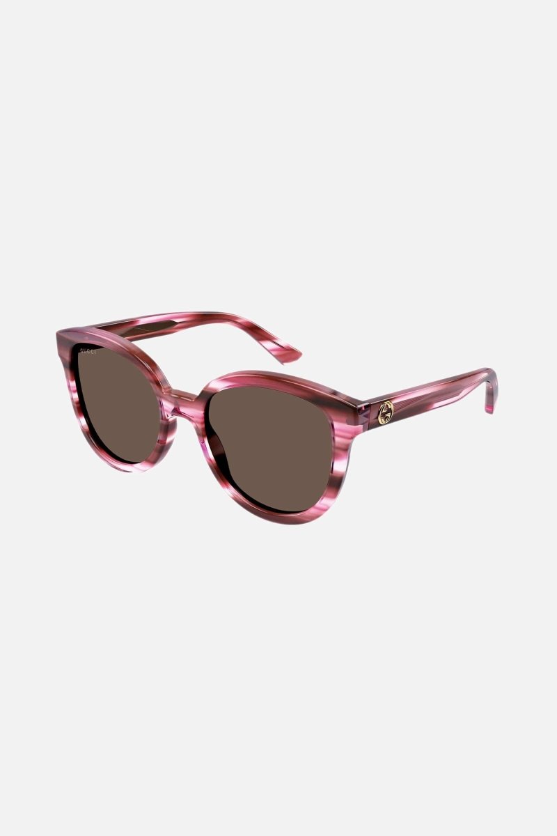 Oversize cat eye round pink sunglasses – Interlocking logo on temples – LUX VERSE Luxury Designer Fashion Outlet