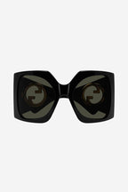 Oversized black butterfly sunglasses – new extra GG Blondie cut-out metal logo on both temples – LUX VERSE Luxury Designer Fashion Outlet