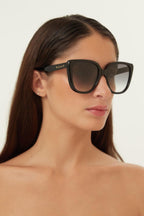 Oversized cat eye black sunglasses – the universe is dotted with symbols and images in an alphabet of small – LUX VERSE Luxury Designer Fashion Outlet