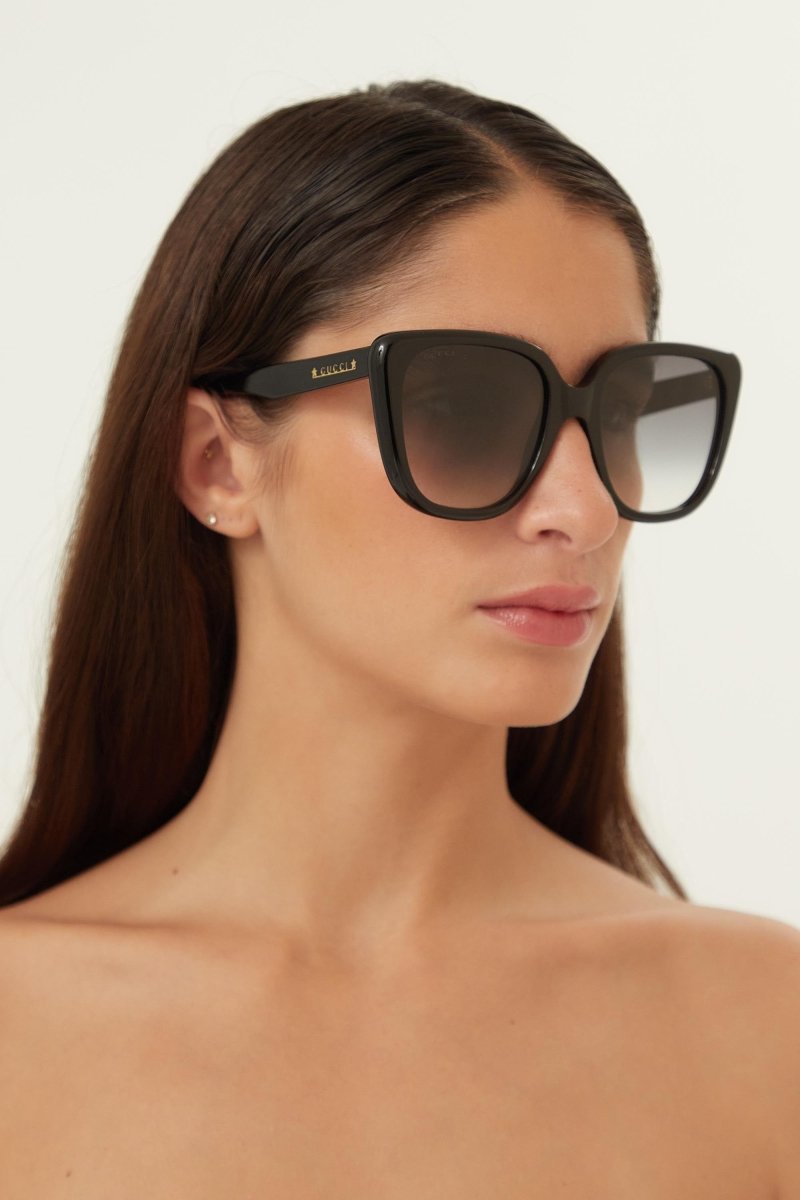 Oversized cat eye black sunglasses – the universe is dotted with symbols and images in an alphabet of small – LUX VERSE Luxury Designer Fashion Outlet