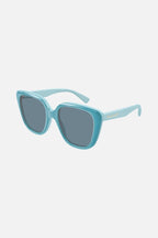 Oversized cat eye blue sunglasses – the universe is dotted with symbols and images in an alphabet of small – LUX VERSE Luxury Designer Fashion Outlet