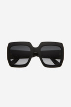 Oversized femenine squared black sunglasses – the big rectangular exclusive shape with a 50’s feeling becomes a classic in black – LUX VERSE Luxury Designer Fashion Outlet