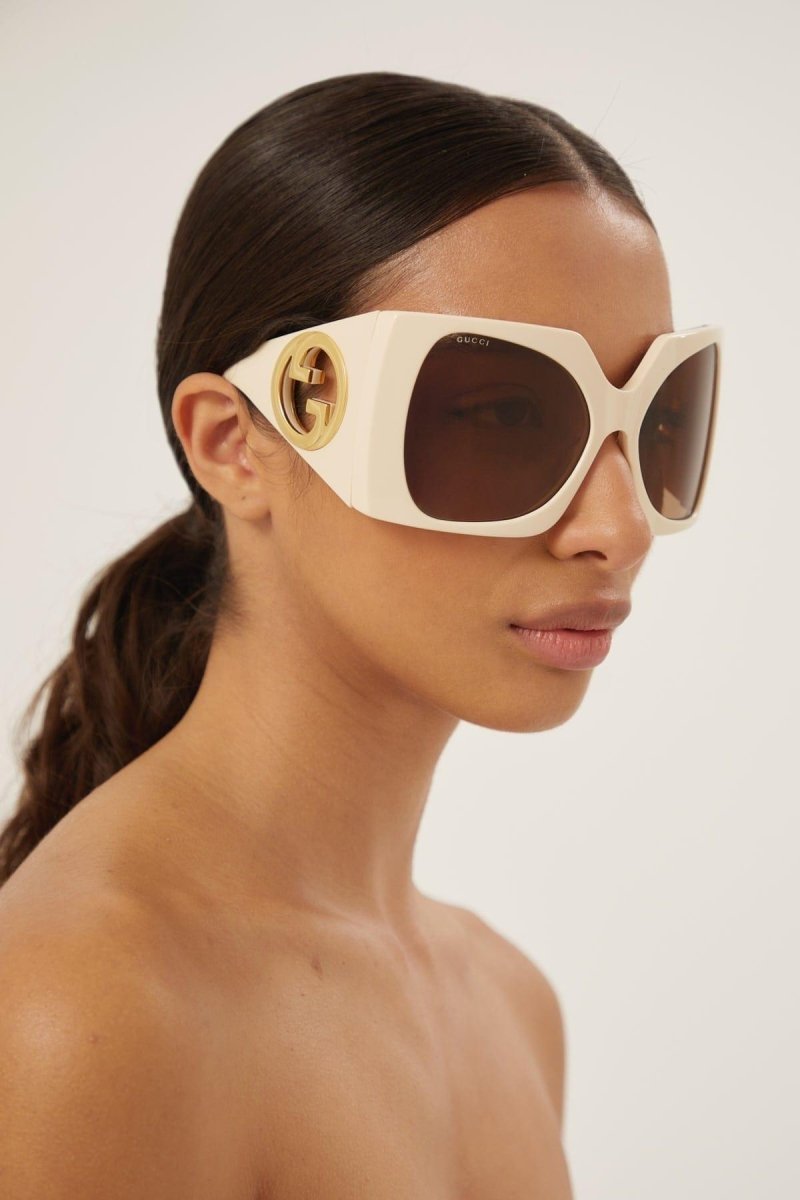 Oversized ivory butterfly sunglasses – extreme oversize squared shape – LUX VERSE Luxury Designer Fashion Outlet