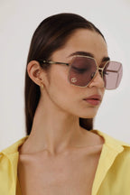Oversized violet gradiente lenses sunglasses – ultra feminine oversize squared shape – LUX VERSE Luxury Designer Fashion Outlet