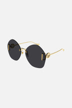 Overzized rimless sunglasses – logo and a dedicated fork hinge – LUX VERSE Luxury Designer Fashion Outlet