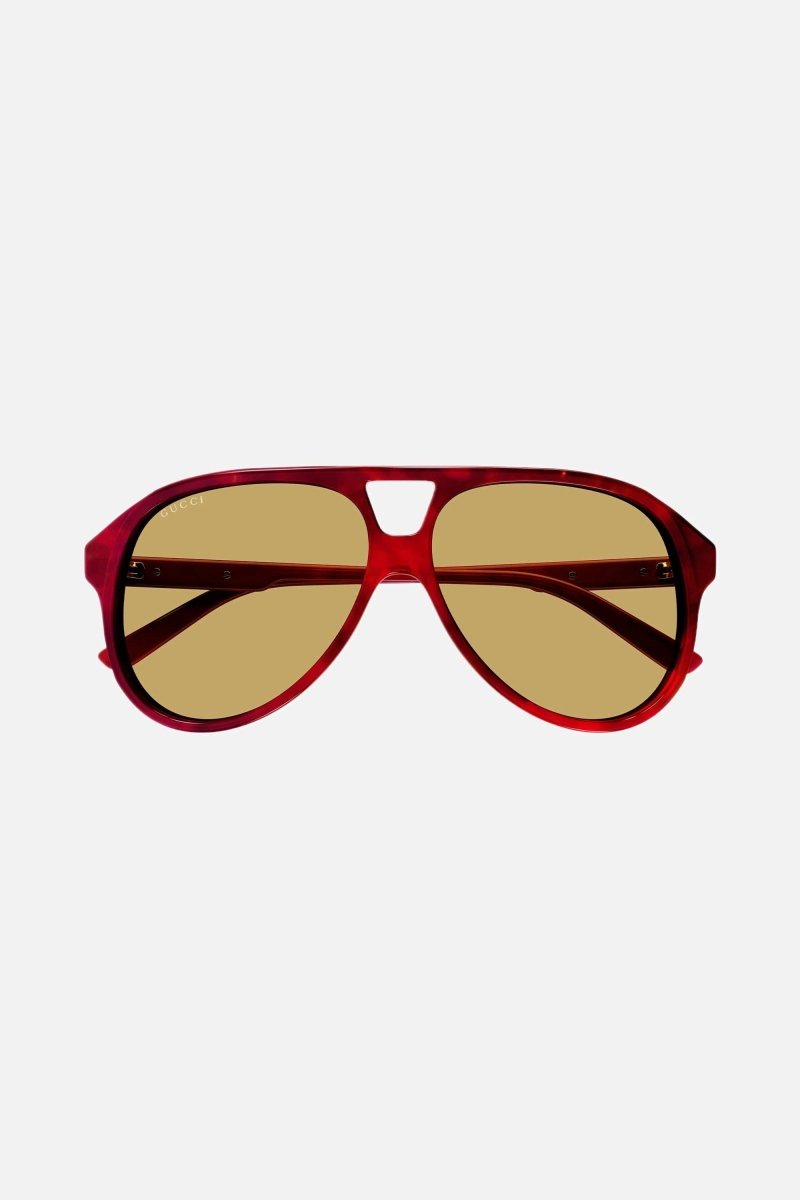 Pilot brown acetate sunglasses – gG Interlocking logo on both temples – LUX VERSE Luxury Designer Fashion Outlet