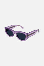 Purple bold sunglasses – this narrow rectangular style is characterized by a bold volume and texture, – LUX VERSE Luxury Designer Fashion Outlet