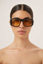 Rectangular black and yellow sunglasses – and yellow sunglasses featuring GG logo – LUX VERSE Luxury Designer Fashion Outlet