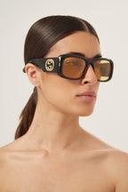 Rectangular black and yellow sunglasses – rectangular black and yellow sunglasses featuring GG logo – LUX VERSE Luxury Designer Fashion Outlet