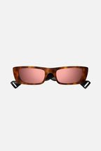 Red rectangular sunglasses – the temple tips end with a perforeted end tip – LUX VERSE Luxury Designer Fashion Outlet