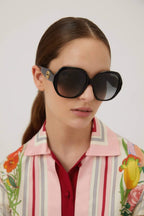 Round black femenine sunglasses – the oversize octagonal shape in acetate characterized by geometric volumes combines – LUX VERSE Luxury Designer Fashion Outlet