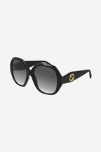 Round black femenine sunglasses – concept characterized by faceted volumes that highlight the brightness and thickness – LUX VERSE Luxury Designer Fashion Outlet