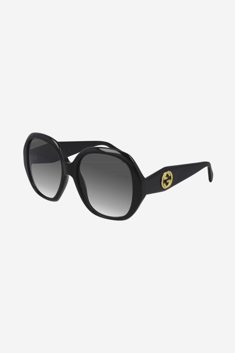 Round black femenine sunglasses – concept characterized by faceted volumes that highlight the brightness and thickness – LUX VERSE Luxury Designer Fashion Outlet