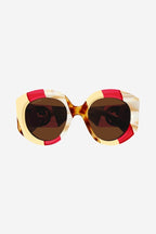 Round bold multicolor sunglasses – abstract interpretation of the web with a play of acetates and colours – LUX VERSE Luxury Designer Fashion Outlet
