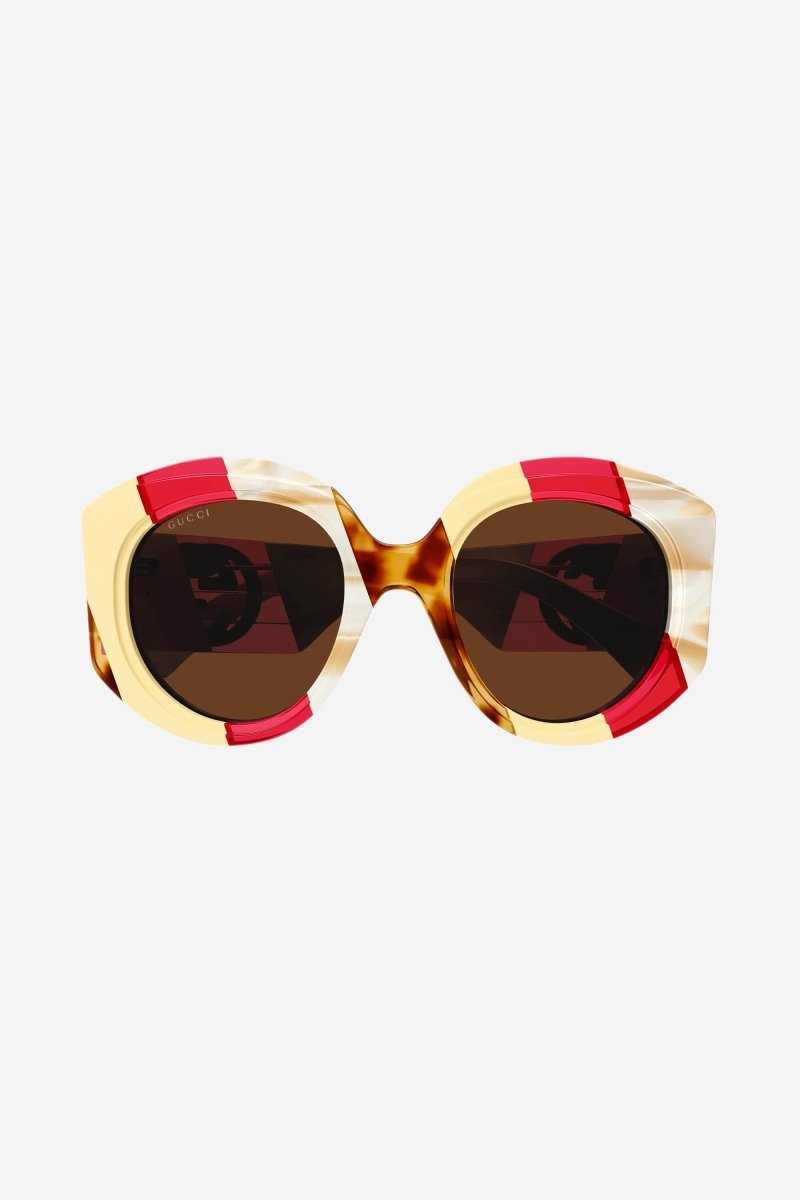 Round bold multicolor sunglasses – abstract interpretation of the web with a play of acetates and colours – LUX VERSE Luxury Designer Fashion Outlet