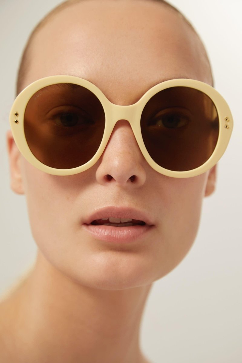 Round ivory sunglasses – this romantic round style is characterized by a bold volume and texture, enriched – LUX VERSE Luxury Designer Fashion Outlet
