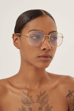 Round metal blue light frame – the double benefit of the product comes from the union of distinctive models – LUX VERSE Luxury Designer Fashion Outlet
