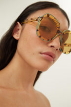 Round oversize havana sunglasses – colour palette is enriched with beautiful, unexpected coloured havanas – LUX VERSE Luxury Designer Fashion Outlet