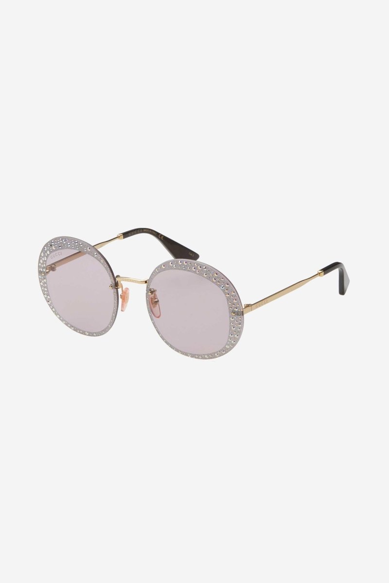 Round rimless sunglasses with Swarovski stones – this model is part of the Hollywood collection – LUX VERSE Luxury Designer Fashion Outlet