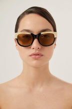 Squared black and ivory acetate sunglasses – they intensify our expressions and balance out our features – LUX VERSE Luxury Designer Fashion Outlet