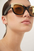 Squared black and ivory acetate sunglasses – the eyebrows are said to ‘frame’ our eyes – LUX VERSE Luxury Designer Fashion Outlet