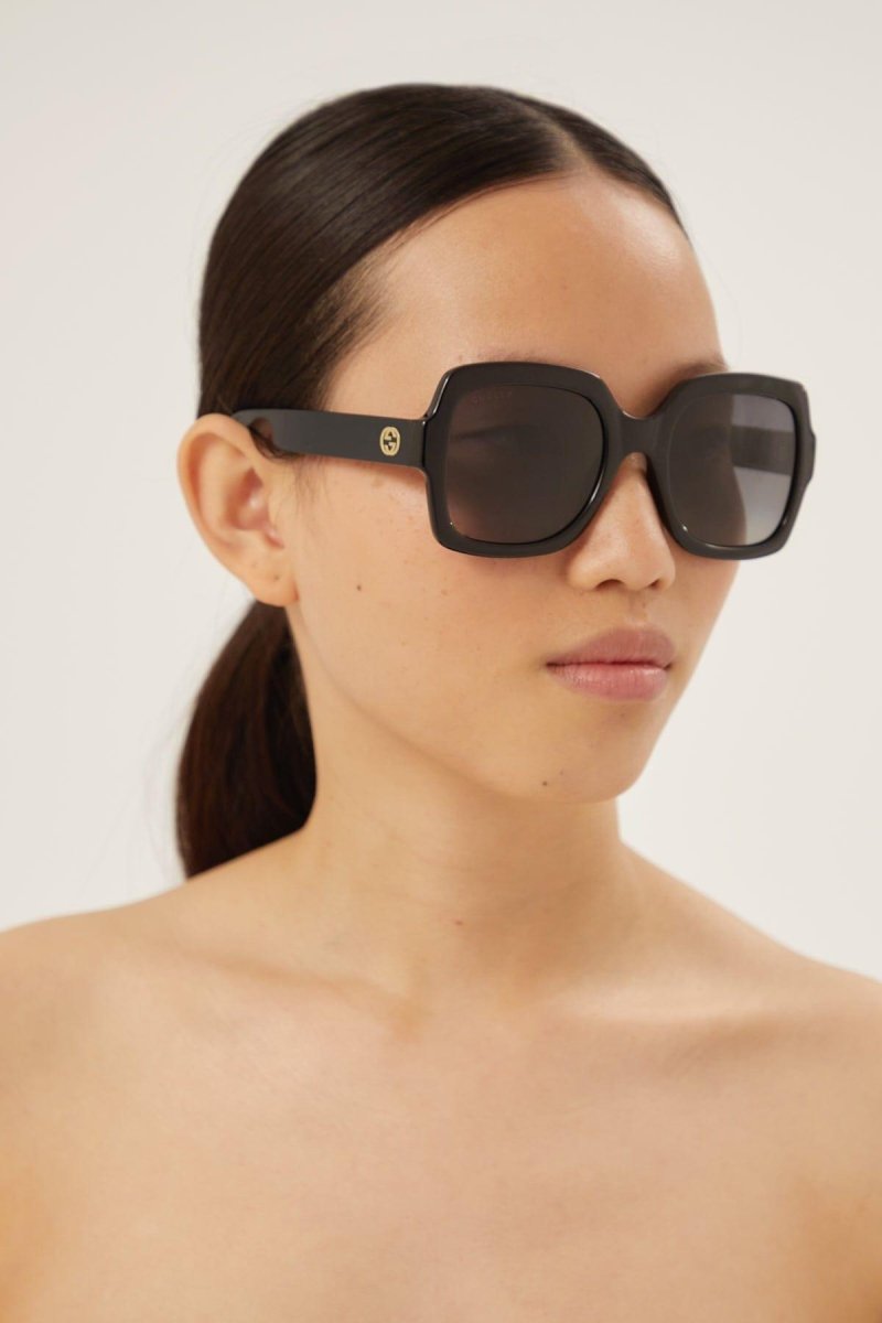 Squared black thin acetate sunglasses – timeless, pure and simple – LUX VERSE Luxury Designer Fashion Outlet