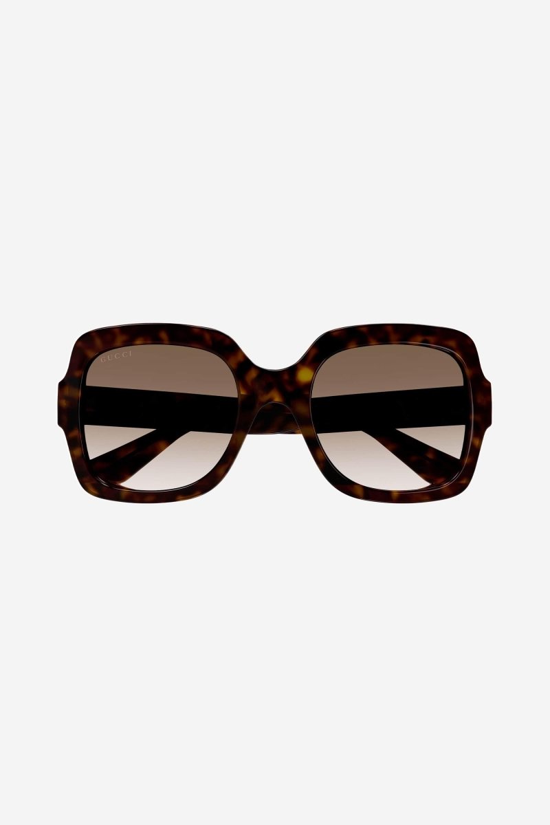 Squared brown thin acetate sunglasses – gG logo on temples – LUX VERSE Luxury Designer Fashion Outlet