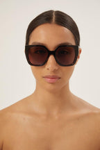 Squared havana sunglasses with web temple – oversize square shape – LUX VERSE Luxury Designer Fashion Outlet
