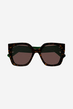 Squared havana sunglasses with web temple – milled temples recreating the web – LUX VERSE Luxury Designer Fashion Outlet