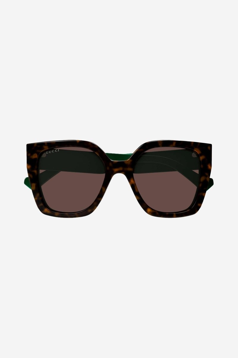 Squared havana sunglasses with web temple – milled temples recreating the web – LUX VERSE Luxury Designer Fashion Outlet