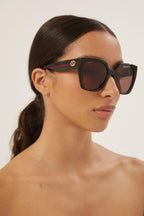 Squared havana sunglasses with web temple – oversize square shape – LUX VERSE Luxury Designer Fashion Outlet