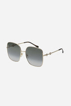 Squared metal gold grey classic sunglasses with horsebit detail – for the first time, the iconic Horsebit, is interpreted in the Eyewear – LUX VERSE Luxury Designer Fashion Outlet