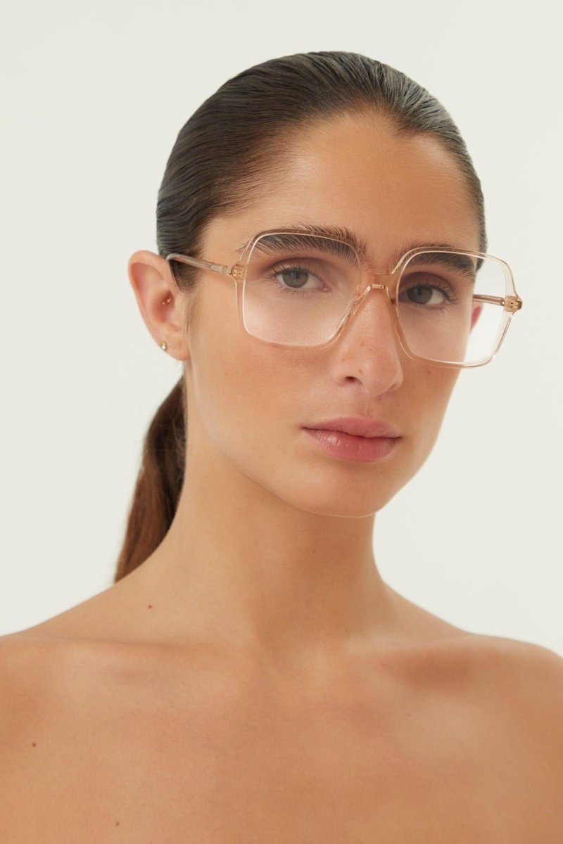 Squared nude crystal frame – pared-back simplicity characterizes the essential shapes, lines and colours of this – LUX VERSE Luxury Designer Fashion Outlet