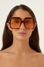 Squared oversize havana sunglasses – colour palette is enriched with beautiful, unexpected coloured havanas – LUX VERSE Luxury Designer Fashion Outlet