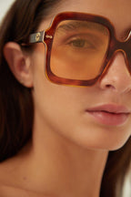 Squared oversize havana sunglasses – colour palette is enriched with beautiful, unexpected coloured havanas – LUX VERSE Luxury Designer Fashion Outlet
