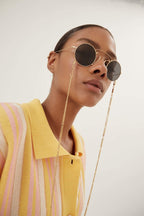 Vintage look round sunglasses inspired on the 20s – the"Pince-nez"is a type of glasses widely used during the 19th and 20th centuries – LUX VERSE Luxury Designer Fashion Outlet