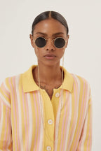 Vintage look round sunglasses inspired on the 20s – round style enriched by a removable decorative chain so you can keep them around – LUX VERSE Luxury Designer Fashion Outlet