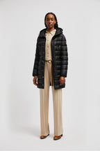 Hirma Long Down Jacket – crafted from longue saison Longue saison lining Down-filled Adjustable hood Zipper – LUX VERSE Luxury Designer Fashion Outlet