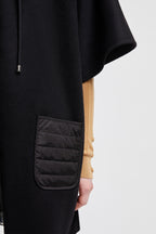 Hooded Down Cape – this cape is crafted from soft wool cloth – LUX VERSE Luxury Designer Fashion Outlet