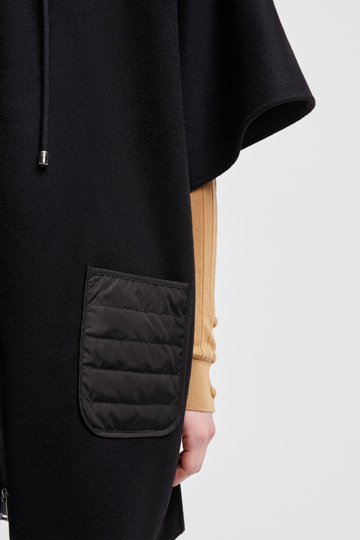Hooded Down Cape – this cape is crafted from soft wool cloth – LUX VERSE Luxury Designer Fashion Outlet