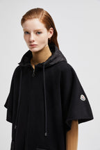 Hooded Down Cape – crafted from wool cloth Nylon hood and pocket Down-filled Zipper closure – LUX VERSE Luxury Designer Fashion Outlet