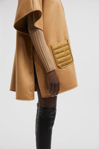 Hooded Down Cape – this cape is crafted from soft wool cloth – LUX VERSE Luxury Designer Fashion Outlet