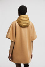 Hooded Down Cape – perfect for layering over other lighter pieces, the design is down-filled and boasts – LUX VERSE Luxury Designer Fashion Outlet