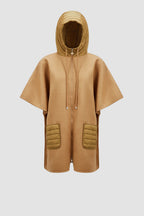 Hooded Down Cape – crafted from wool cloth Nylon hood and pocket Down-filled Zipper closure – LUX VERSE Luxury Designer Fashion Outlet