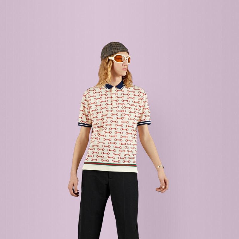 Horsebit print cotton polo shirt – the now recognizable Horsebit continues to decorate new iterations of the polo shirt – LUX VERSE Luxury Designer Fashion Outlet