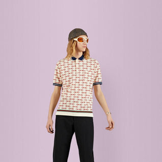 Horsebit print cotton polo shirt