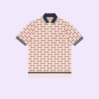 Horsebit print cotton polo shirt
