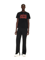 I Support Sport For Change” T-Shirt – red "I SUPPORT SPORT FOR CHANGE" script at front – LUX VERSE Luxury Designer Fashion Outlet